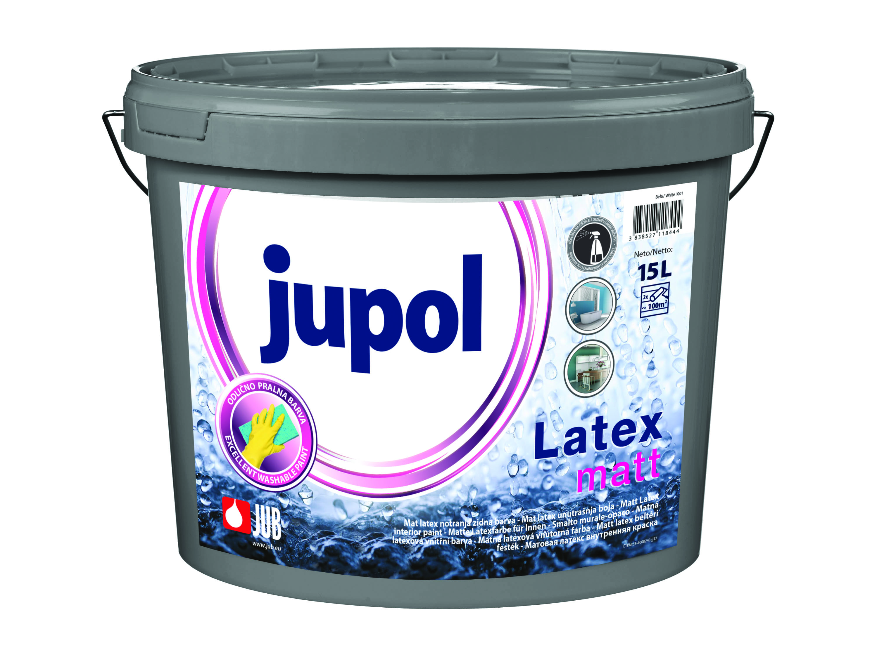 JUB Jupol Latex matt bílá - vysoce kvalitní latexová malířská barva