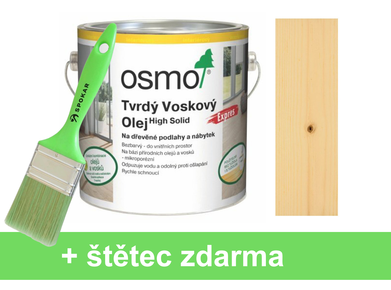 Osmo Tvrdý voskový olej expres 3332 bezbarvý hedvábný polomat