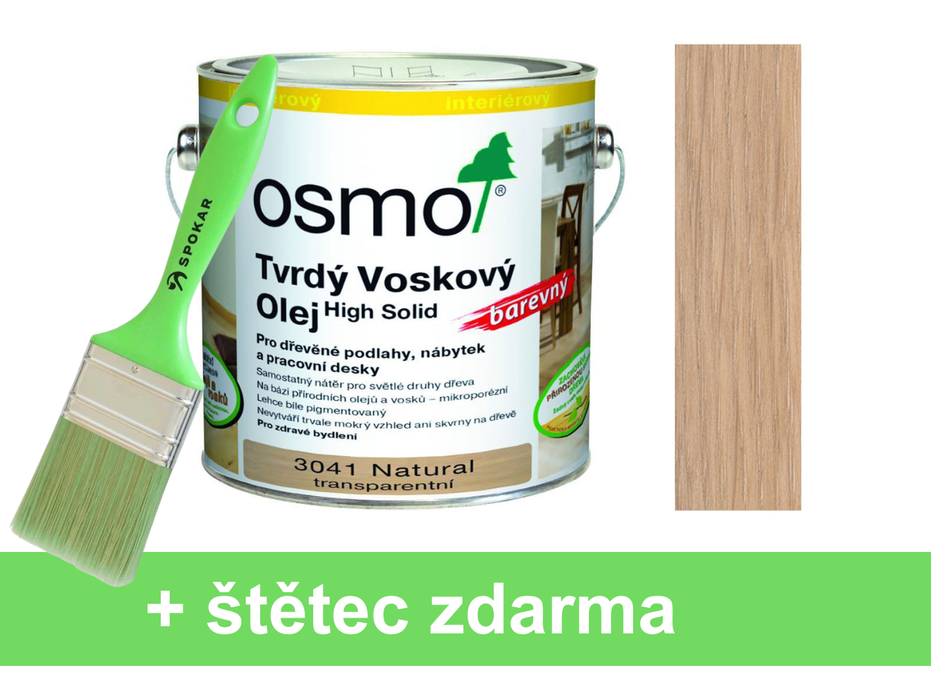 Osmo Tvrdý voskový olej effekt 3041 natural matný 2,5l + štětec a doprava zdarma