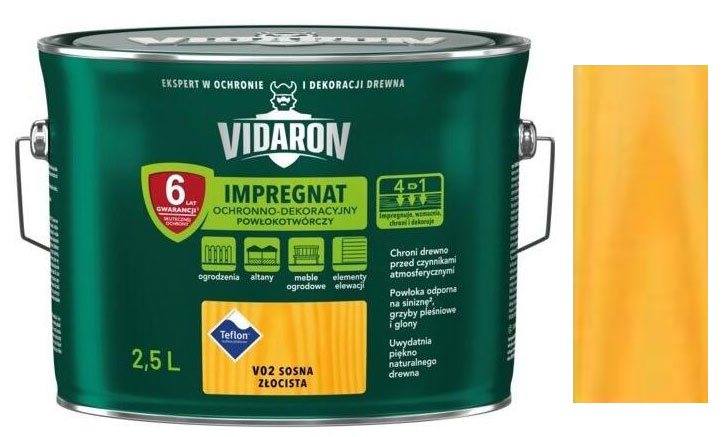 Vidaron Impregnat ochranná impregnační lazura na dřevo V02 Borovice zlatá 2,5l