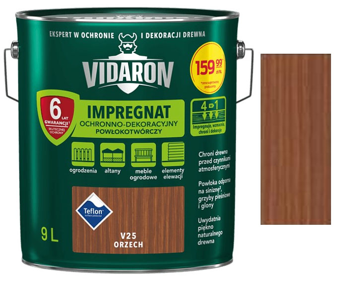 Vidaron Impregnat ochranná impregnační lazura na dřevo V25 Ořech 9l