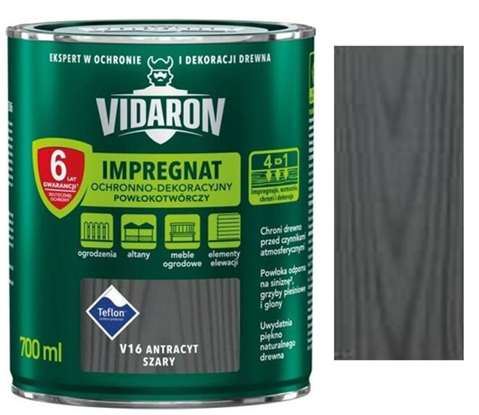 Vidaron Impregnat ochranná impregnační lazura na dřevo V16 Antracit šedý