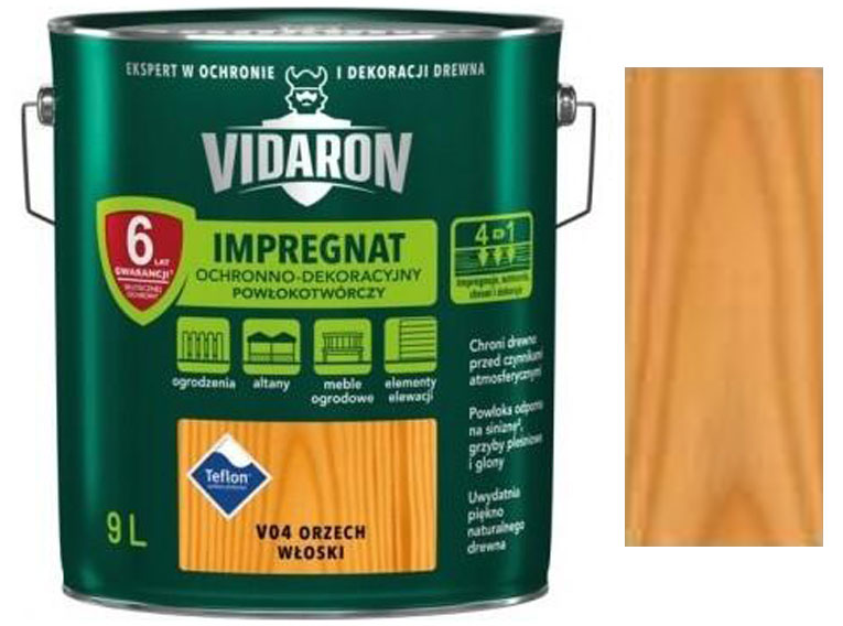 Vidaron Impregnat ochranná impregnační lazura na dřevo V04 Ořech vlašský 9l