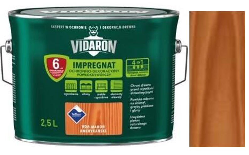 Vidaron Impregnat ochranná impregnační lazura na dřevo V06 Mahagon americký 2,5l