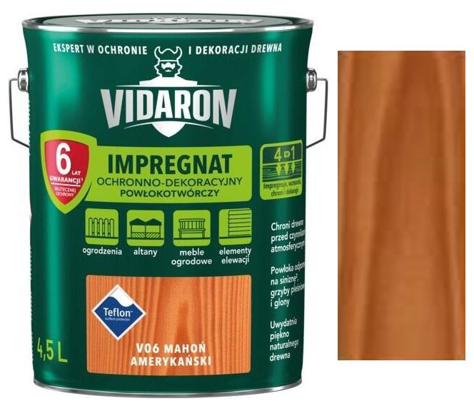 Vidaron Impregnat ochranná impregnační lazura na dřevo V06 Mahagon americký 4,5l