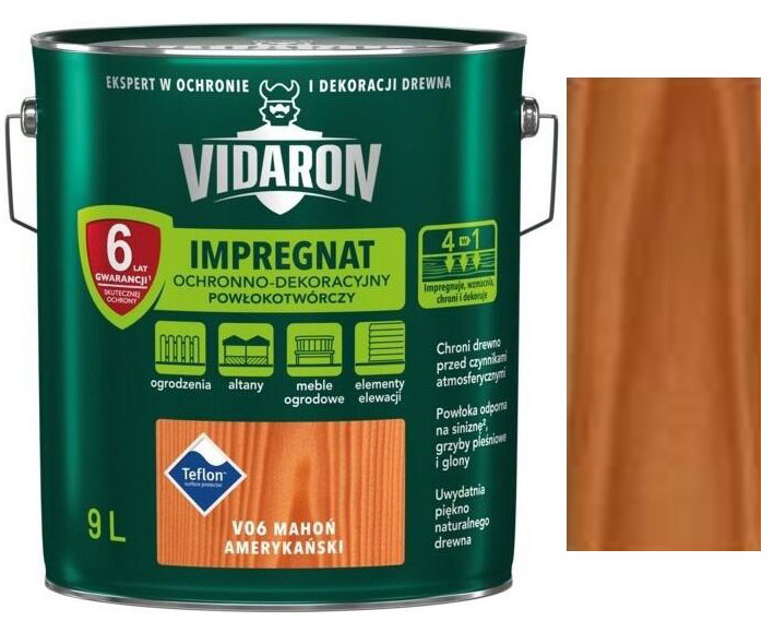 Vidaron Impregnat ochranná impregnační lazura na dřevo V06 Mahagon americký 9l