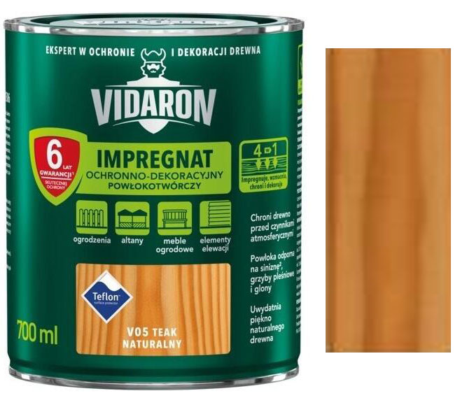 Vidaron Impregnat ochranná impregnační lazura na dřevo V05 Teak přírodní 0,7l
