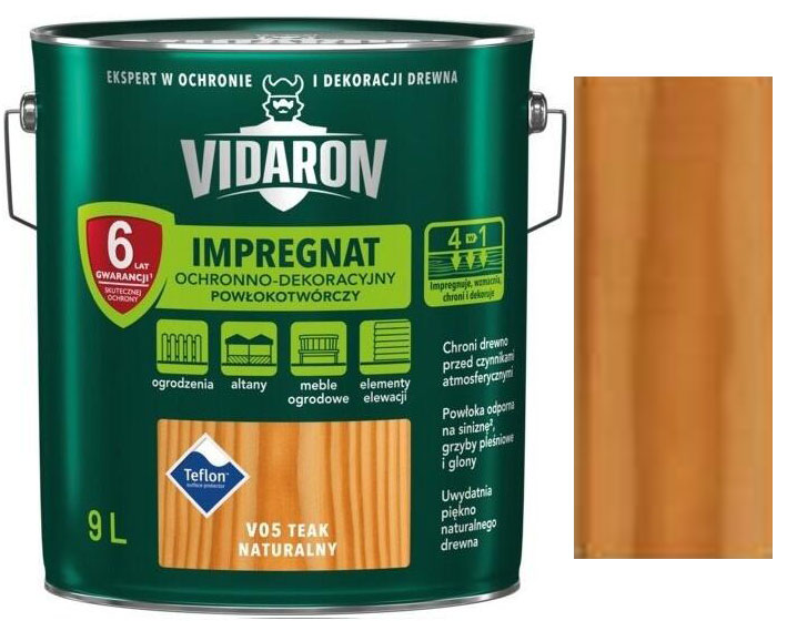 Vidaron Impregnat ochranná impregnační lazura na dřevo V05 Teak přírodní 9l