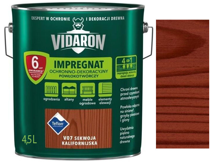 Vidaron Impregnat ochranná impregnační lazura na dřevo V07 Sekvoj kalifornská 4,5l