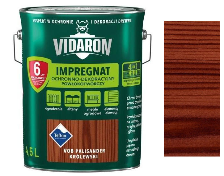 Vidaron Impregnat ochranná impregnační lazura na dřevo V08 Palisandr královský 4,5l