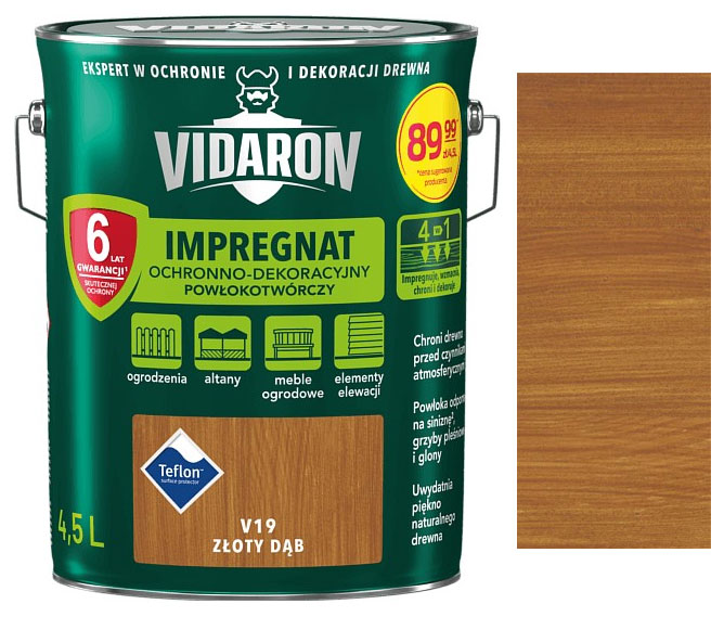 Vidaron Impregnat ochranná impregnační lazura na dřevo V19 Dub zlatý 4,5l