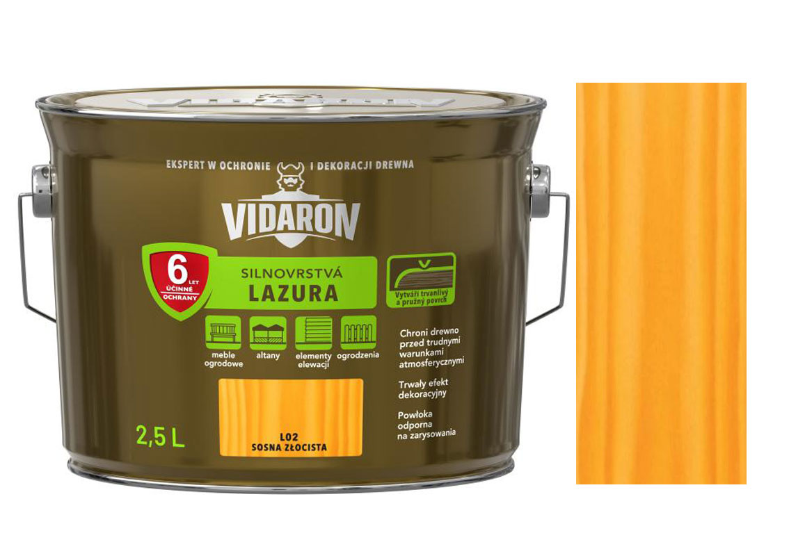 Vidaron silnovrstvá lazura L02 Borovice zlatá 2,5l