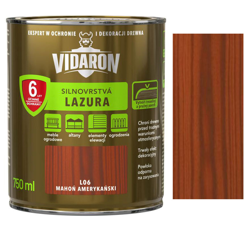 Vidaron silnovrstvá lazura L06 Mahagon americký 0,75l