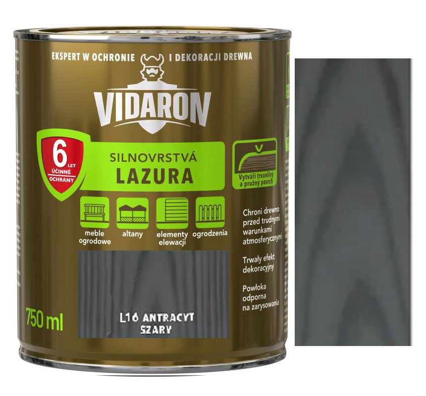 Vidaron silnovrstvá lazura L16 Antracit šedý