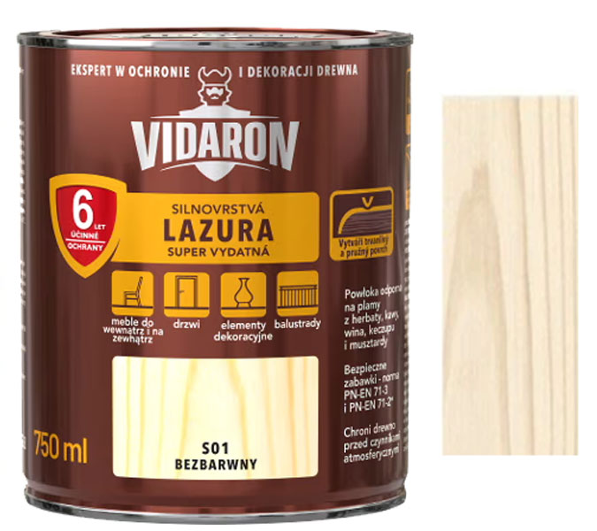 Vidaron silnovrstvá lazura super vydatná S01 bezbarvý