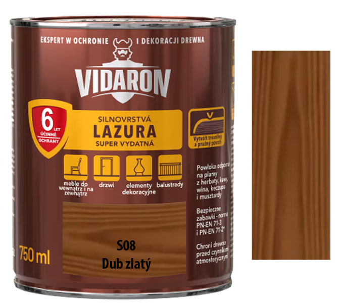 Vidaron silnovrstvá lazura super vydatná S08 Dub zlatý