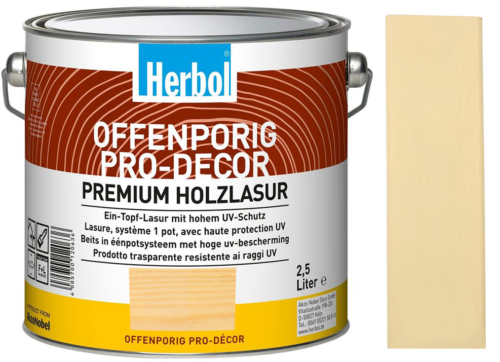 Lazura na dřevo HERBOL Offenporig Pro-Decor - Tónovaný odstín, pastelové odstíny