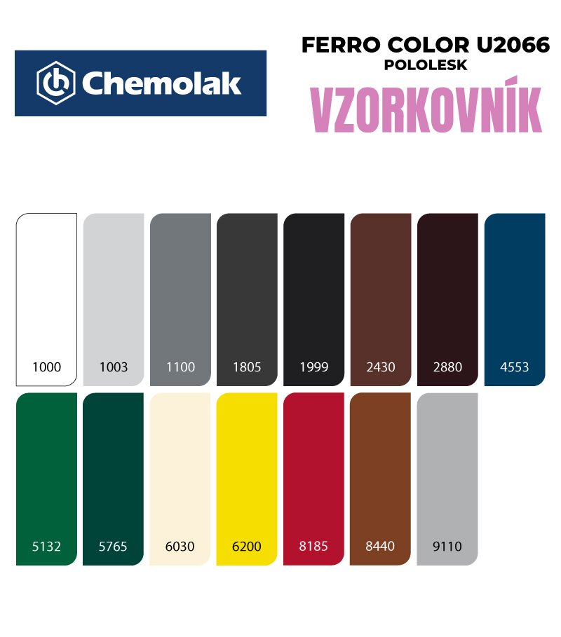 Chemolak FERRO COLOR U 2066 pololesklá červená - Antikorozní barva na kovy 2v1 0,75l