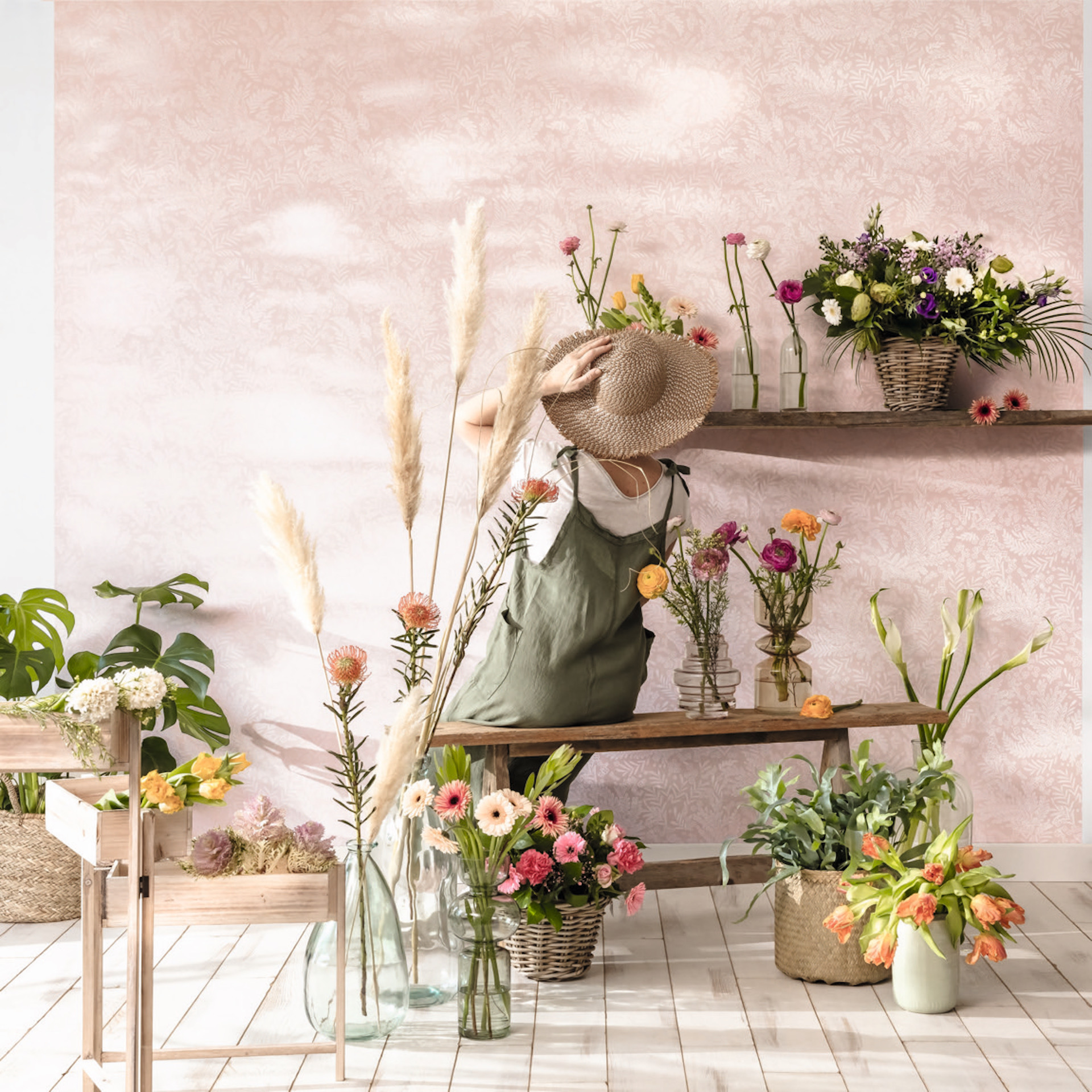 Vliesová tapeta na zeď Caselio 101894040 FLOWER POWER, 0,53 x 10,05 m
