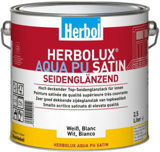 Vodou ředitelná barva na dřevo HERBOL Herbolux Aqua PU Satin - Bílá